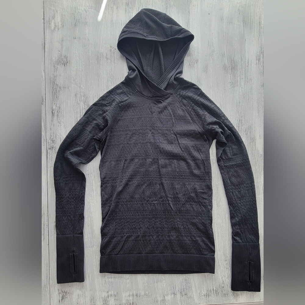 Lululemon Black Hooded Long Sleeve with Thumb Holes